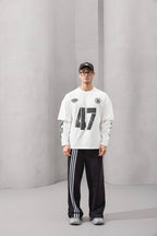 Double-Layer "47" Graphic Long Sleeve Tee