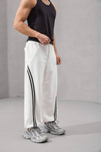Double Stripe Wide-Leg Sweatpants