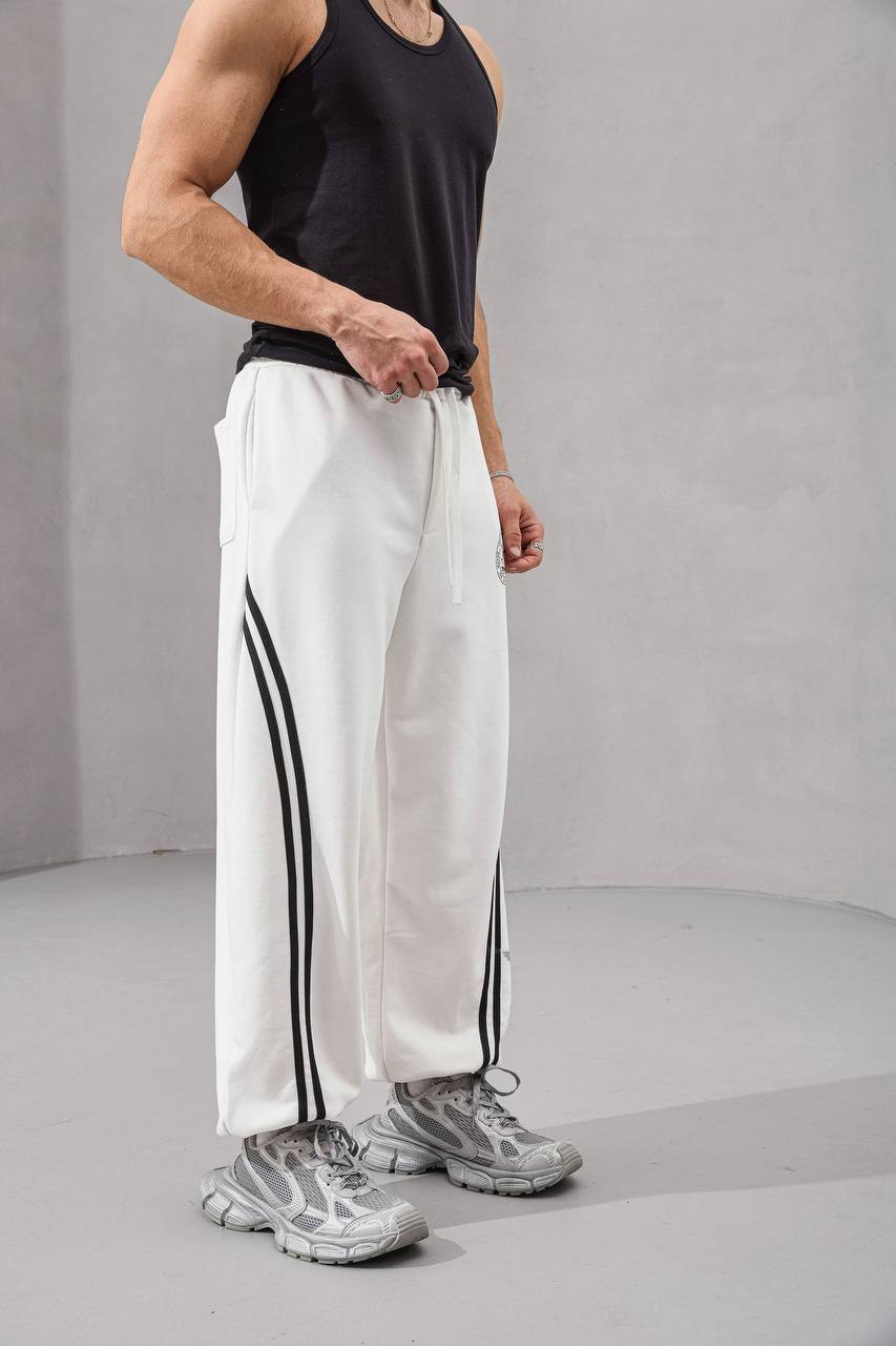 Double Stripe Wide-Leg Sweatpants
