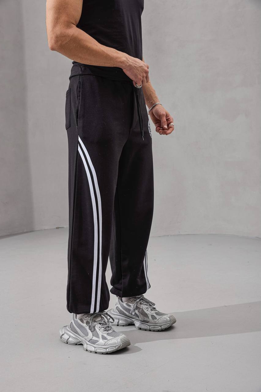 Double Stripe Wide-Leg Sweatpants