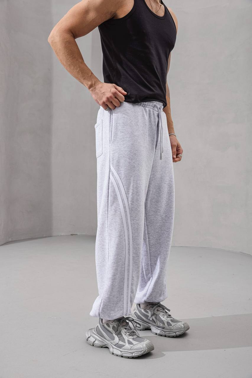 Double Stripe Wide-Leg Sweatpants