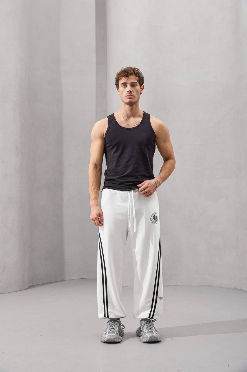 Double Stripe Wide-Leg Sweatpants