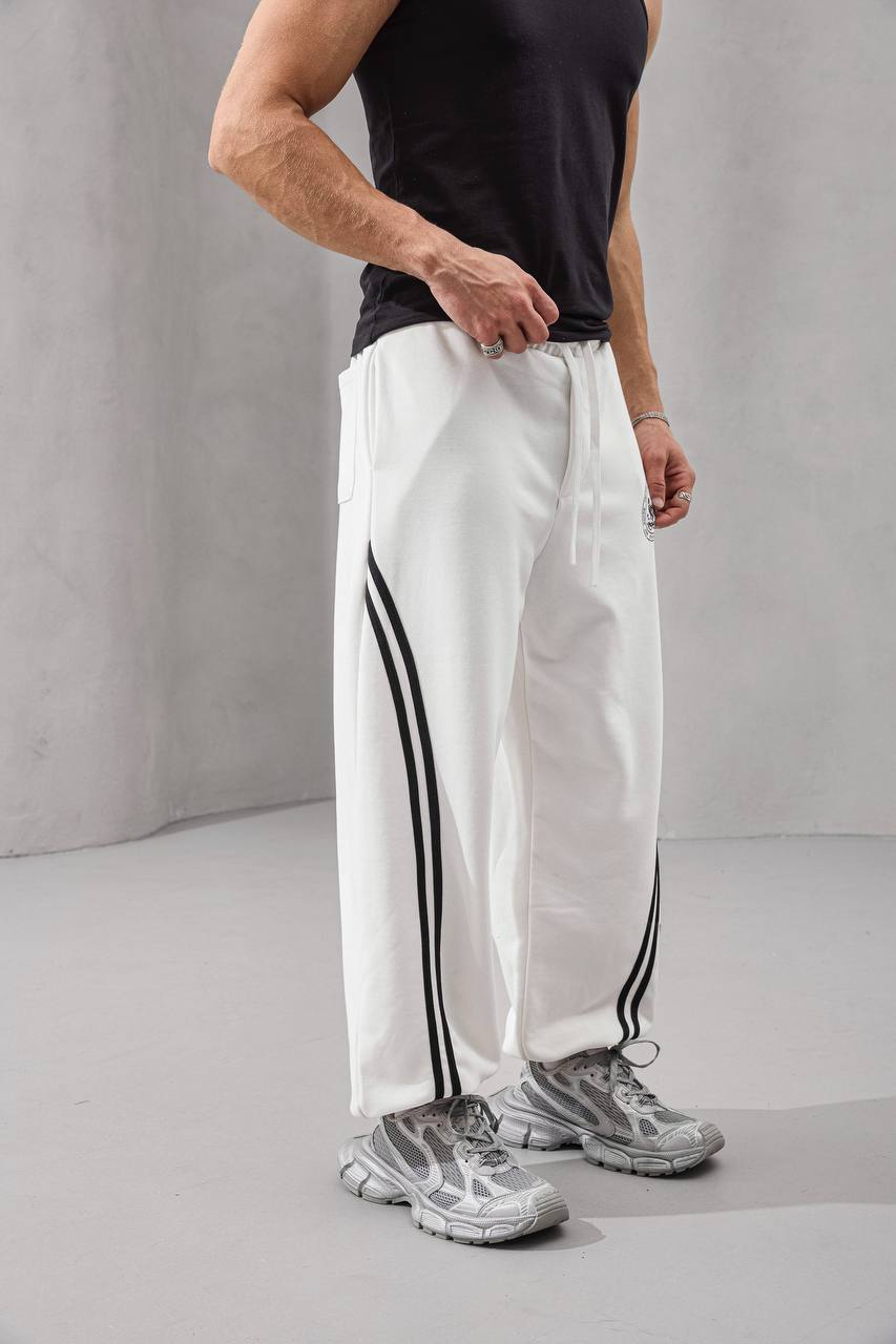 Double Stripe Wide-Leg Sweatpants