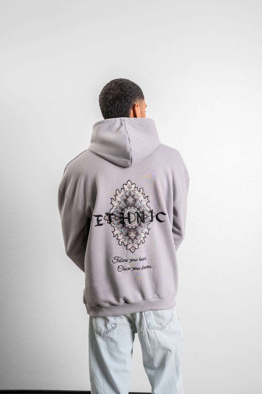 Ethnic Embroidered Oversized Hoodie Sweatshirt