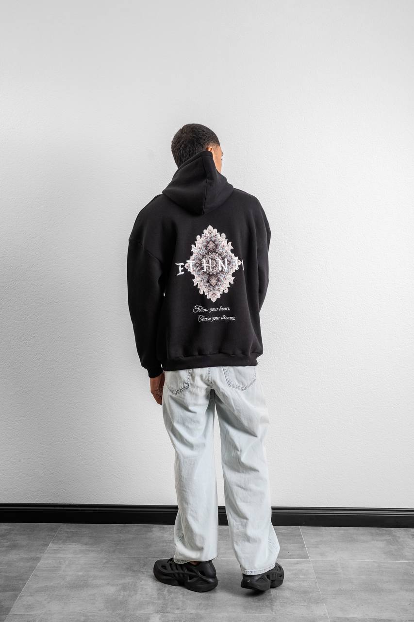 Ethnic Embroidered Oversized Hoodie Sweatshirt