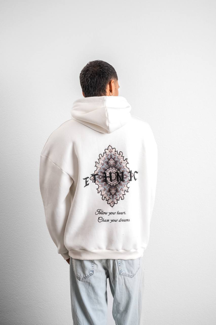 Ethnic Embroidered Oversized Hoodie Sweatshirt