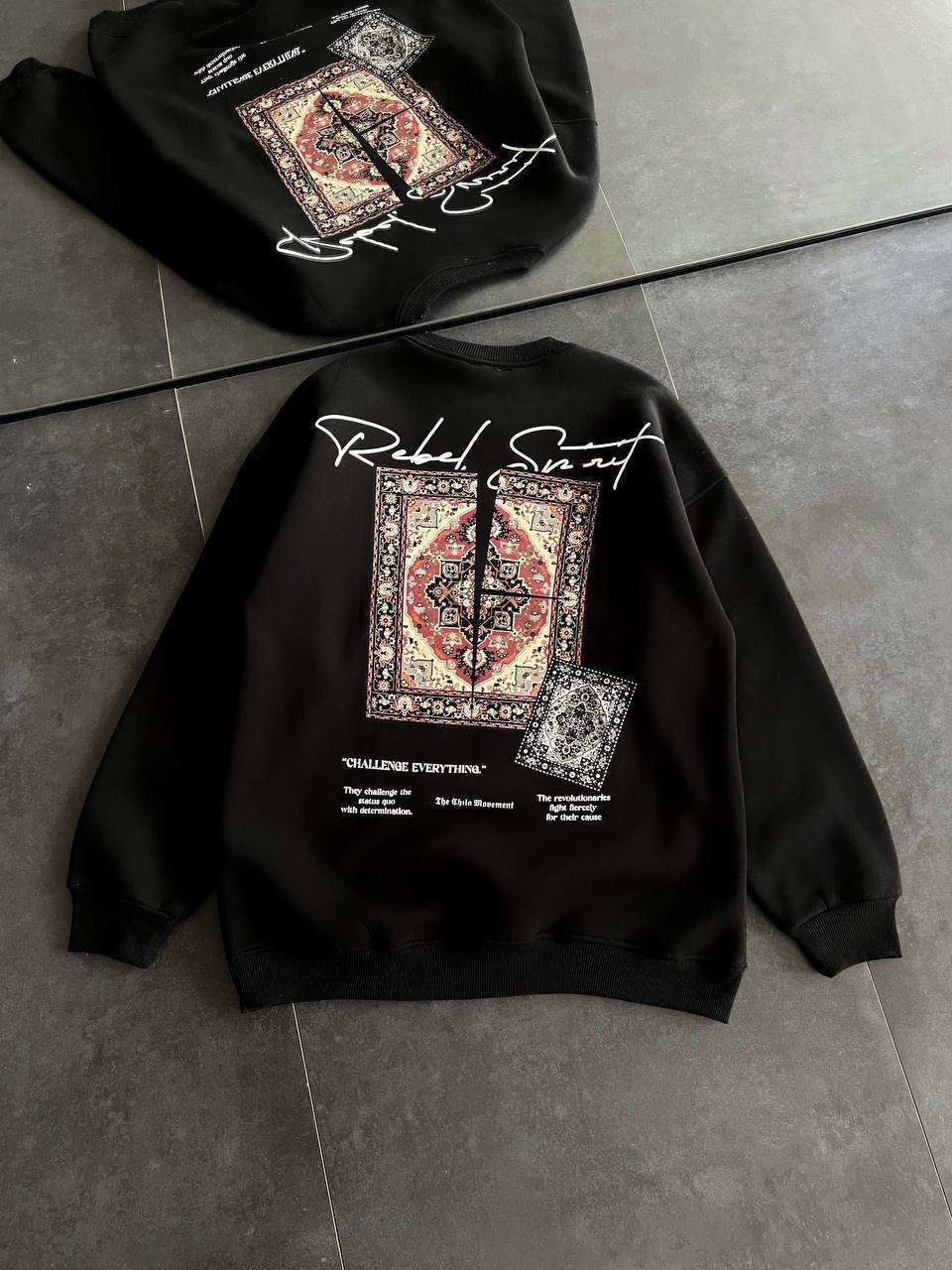 Ethnic Rug Pattern Oversized Sweatshirt - Cozy and Stylish Streetwear