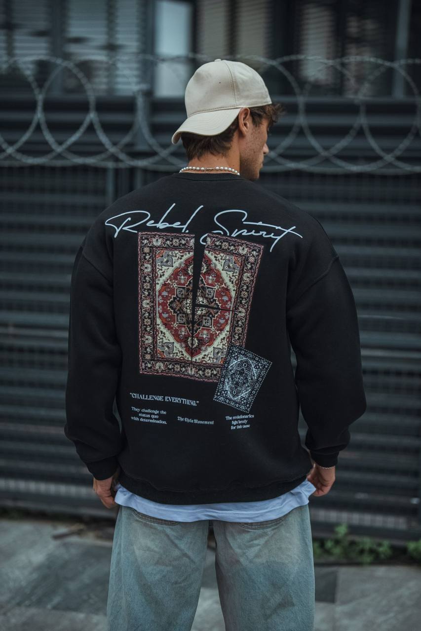 Ethnic Rug Pattern Oversized Sweatshirt - Cozy and Stylish Streetwear