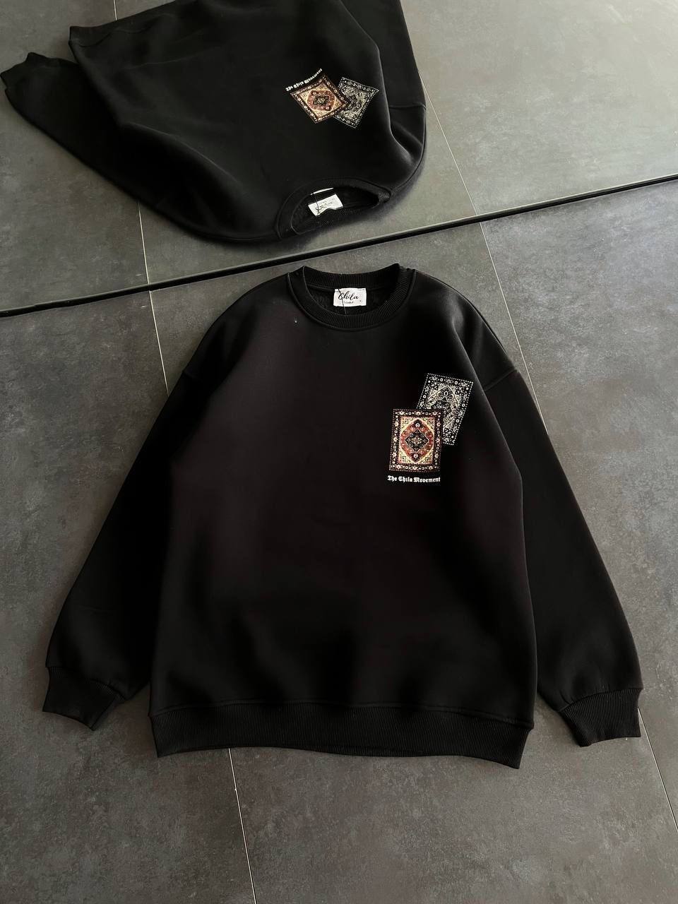 Ethnic Rug Pattern Oversized Sweatshirt - Cozy and Stylish Streetwear