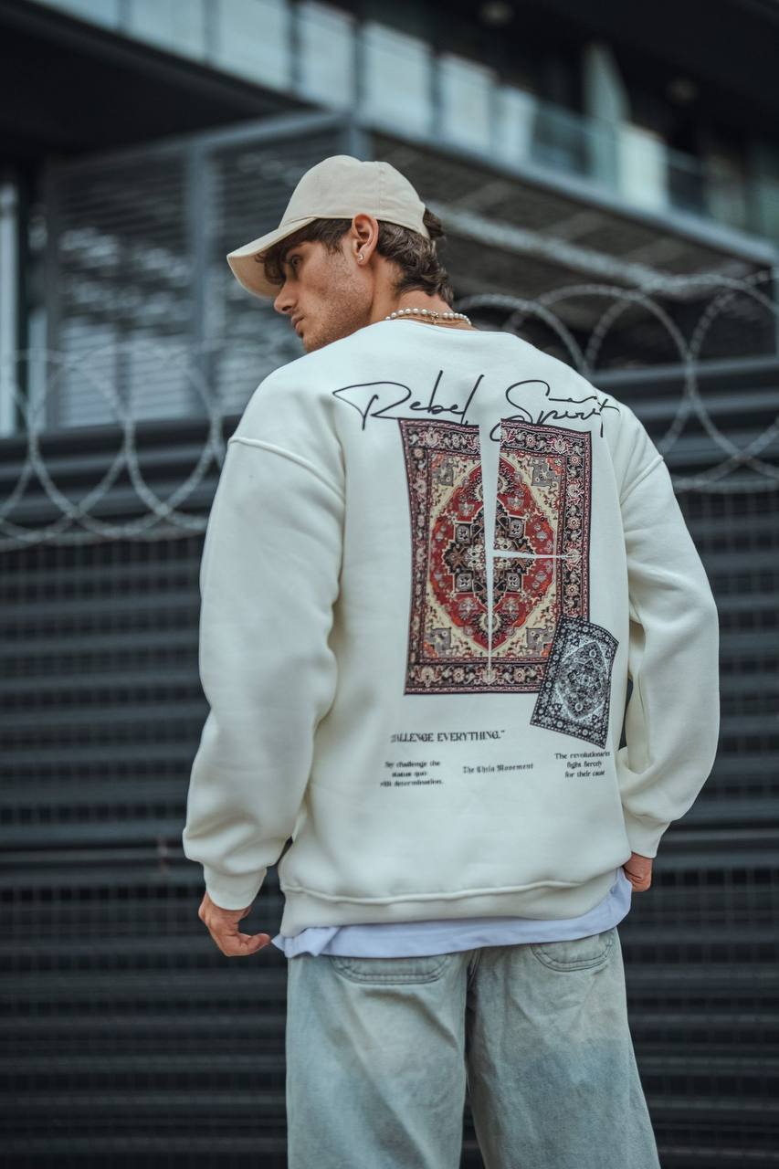Ethnic Rug Pattern Oversized Sweatshirt - Cozy and Stylish Streetwear