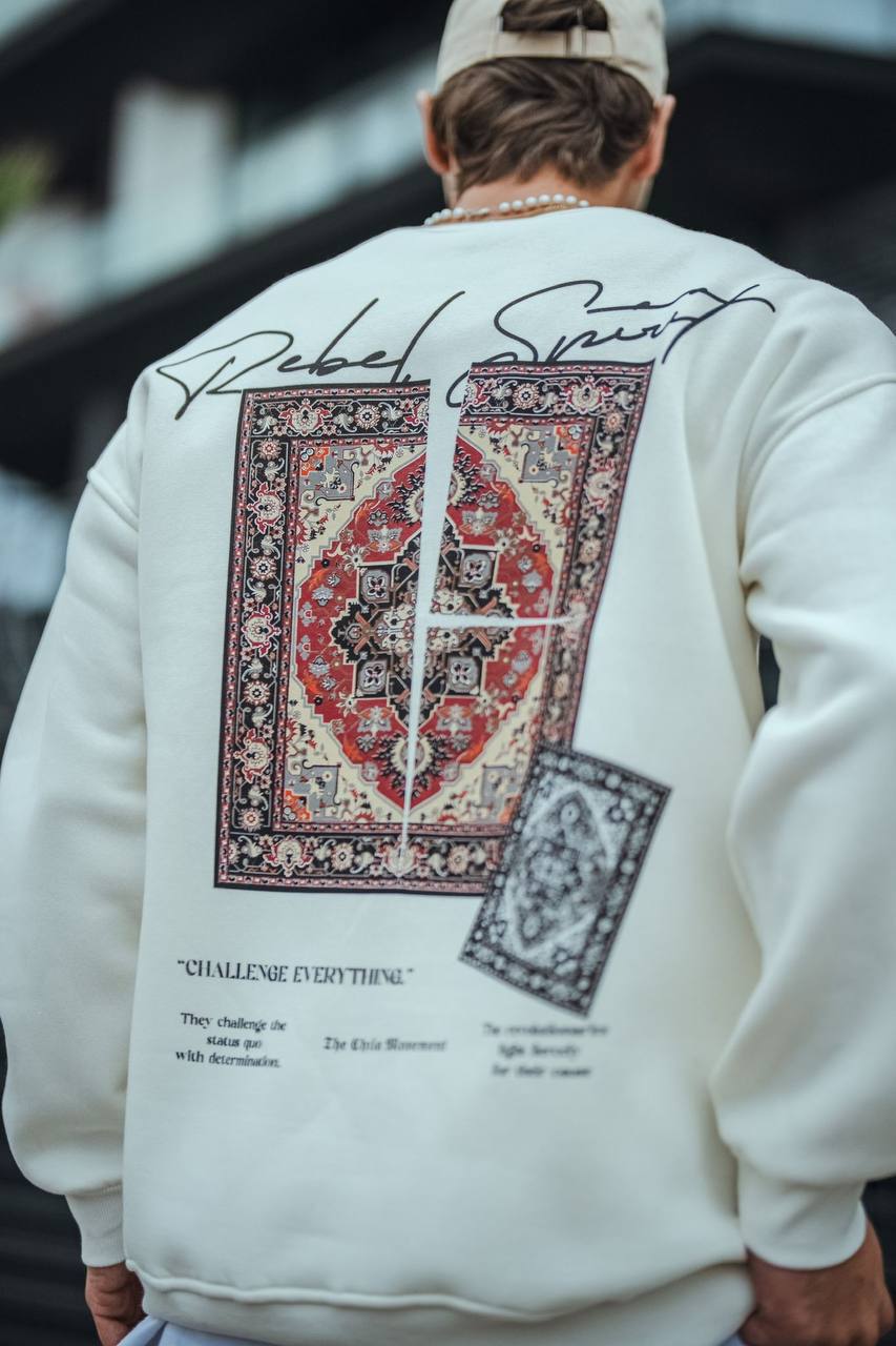 Ethnic Rug Pattern Oversized Sweatshirt - Cozy and Stylish Streetwear