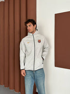 FC Barcelona Tech Style Hoodie, Modern Barça Full-Zip Sweatshirt
