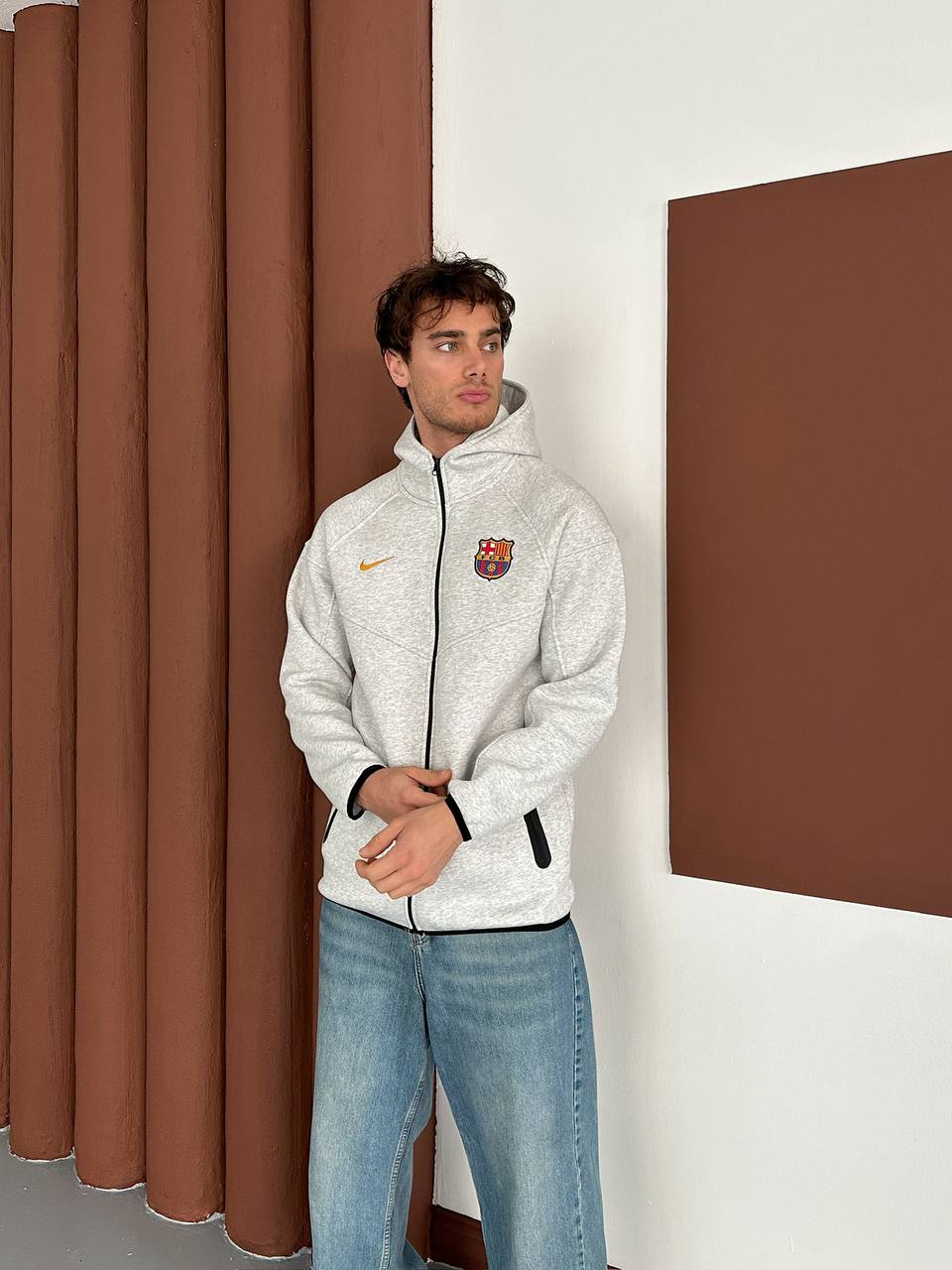 FC Barcelona navy tech zip hoodie with crest – Withinblack streetwear