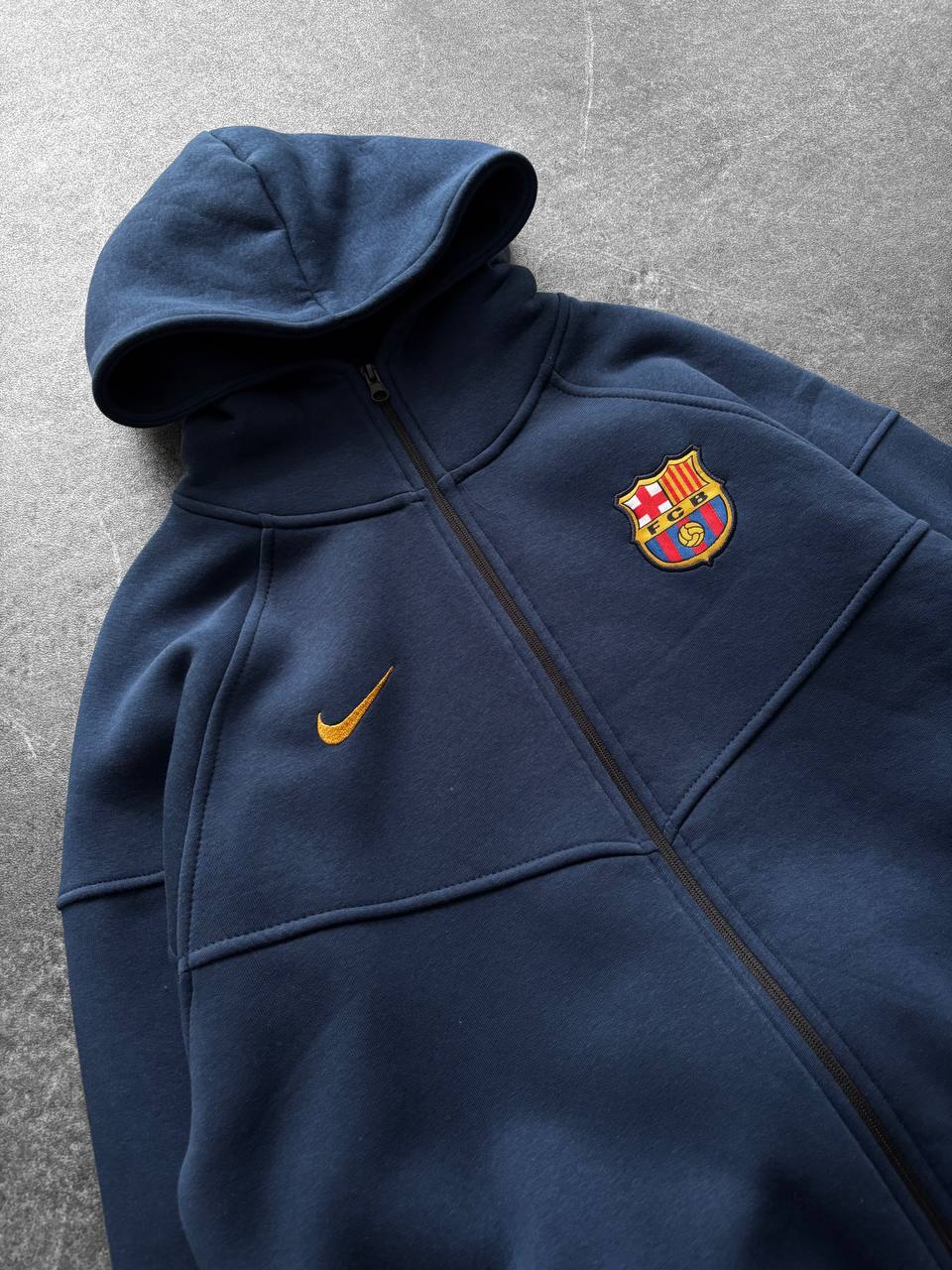FC Barcelona Tech Style Hoodie, Modern Barça Full-Zip Sweatshirt