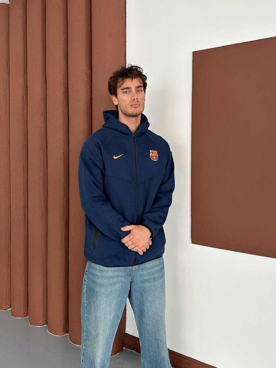 FC Barcelona Tech Style Hoodie, Modern Barça Full-Zip Sweatshirt