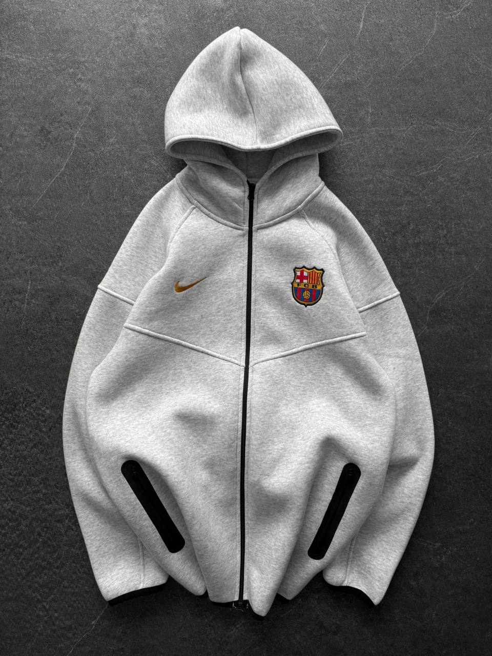 FC Barcelona Tech Style Hoodie, Modern Barça Full-Zip Sweatshirt