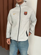 FC Barcelona Tech Style Hoodie, Modern Barça Full-Zip Sweatshirt