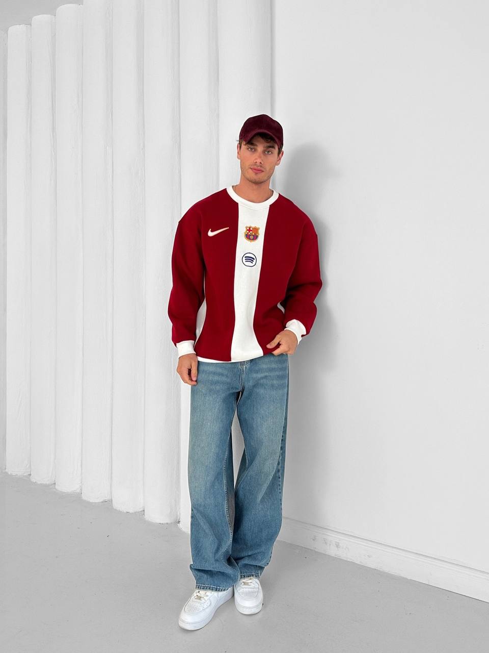 FC Barcelona red and white crewneck sweatshirt with Spotify sponsor – Withinblack streetwear