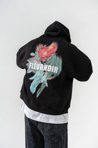 FleurNoir No.111 Oversized Floral Print Hoodie