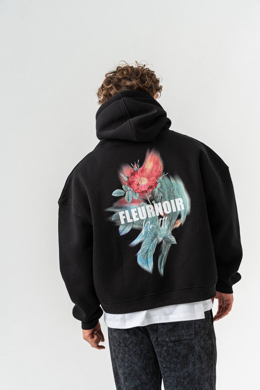 FleurNoir No.111 Oversized Floral Print Hoodie