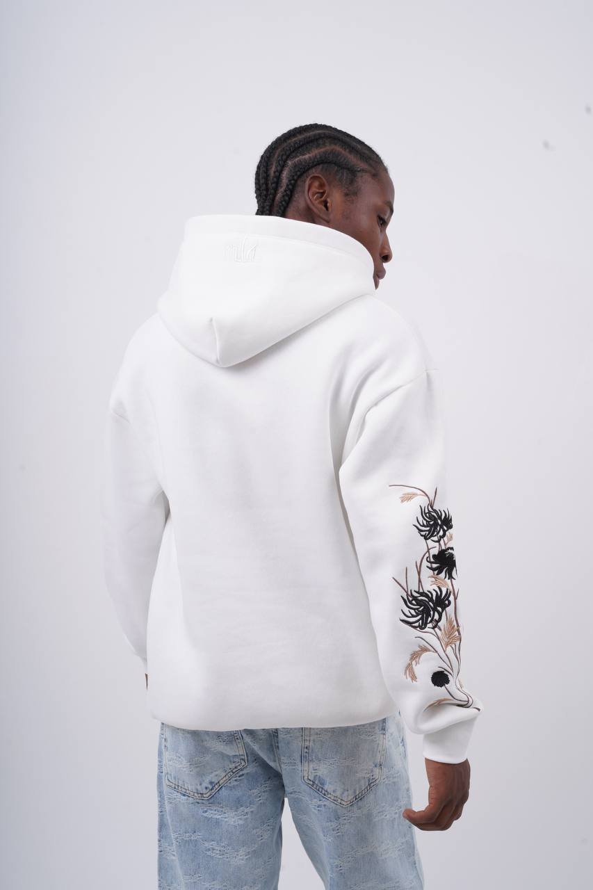 Floral Sleeve Embroidered Hoodie
