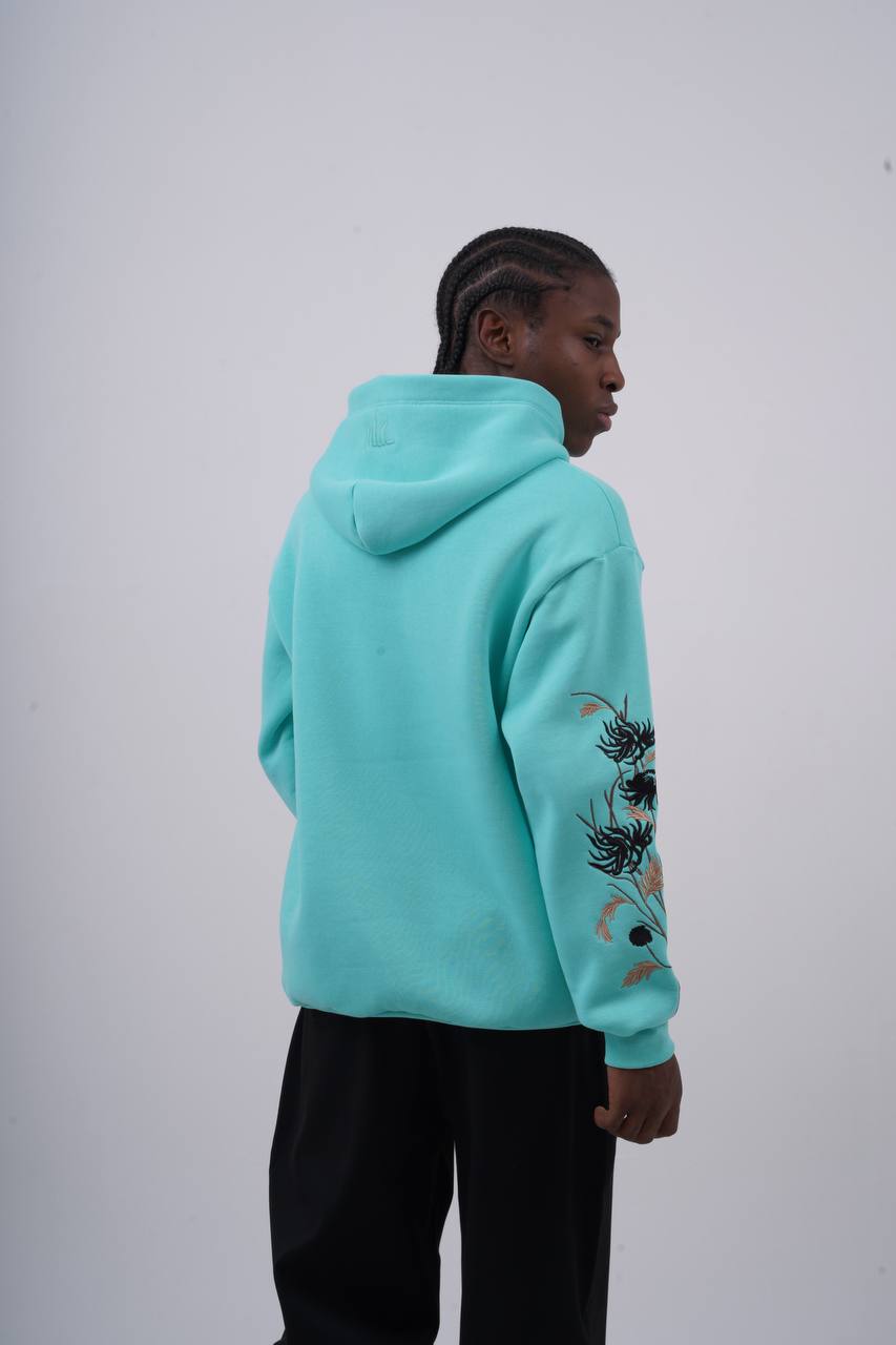 Floral Sleeve Embroidered Hoodie