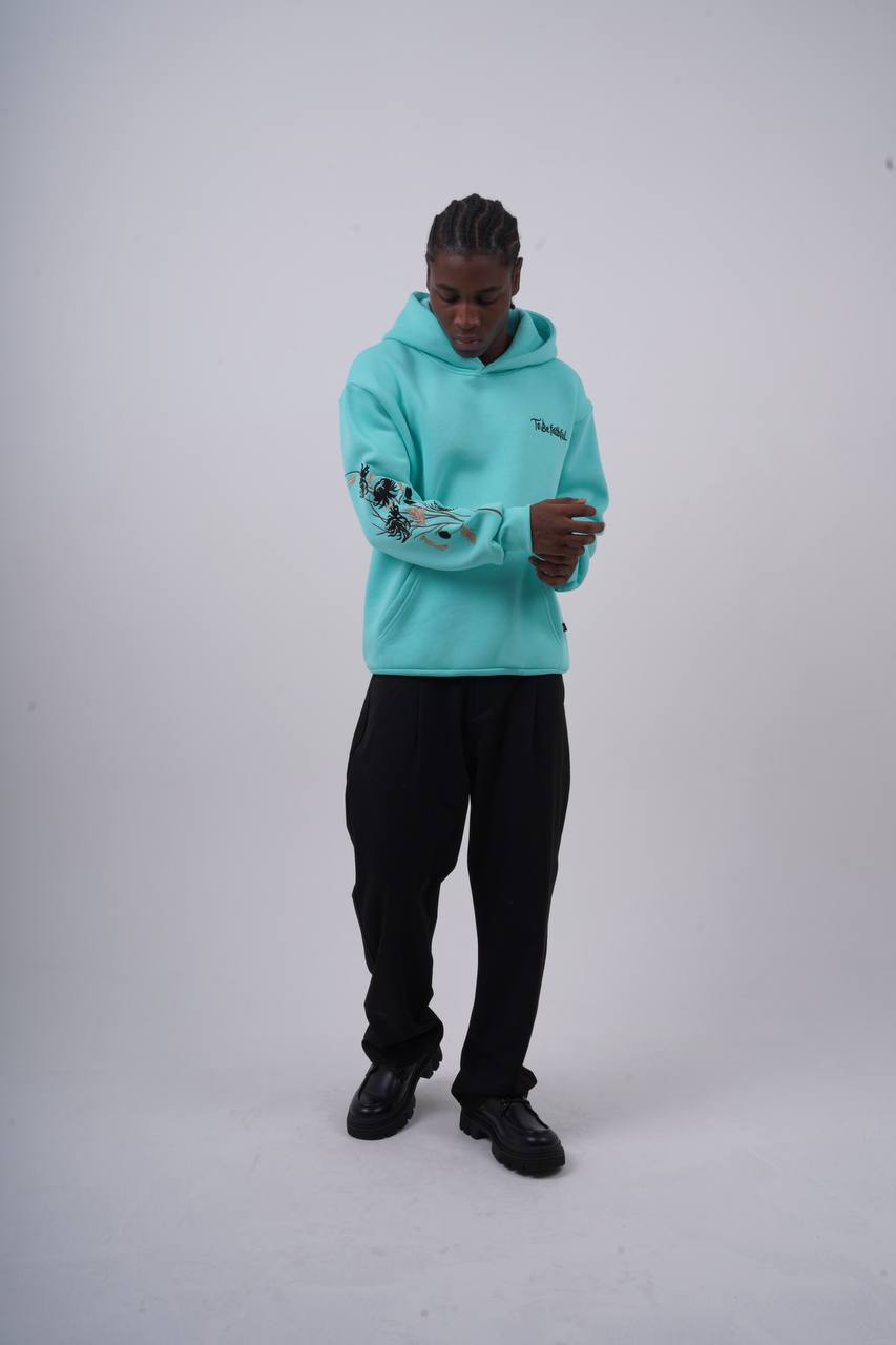 Floral Sleeve Embroidered Hoodie