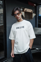 Vivre La Vie Floral Quote Cotton T-Shirt – Inspirational Botanical Tee