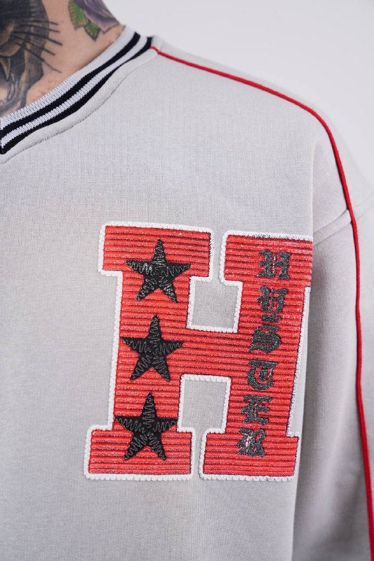 Hysteria 74 Varsity Oversized Sweatshirt in Grey - detail