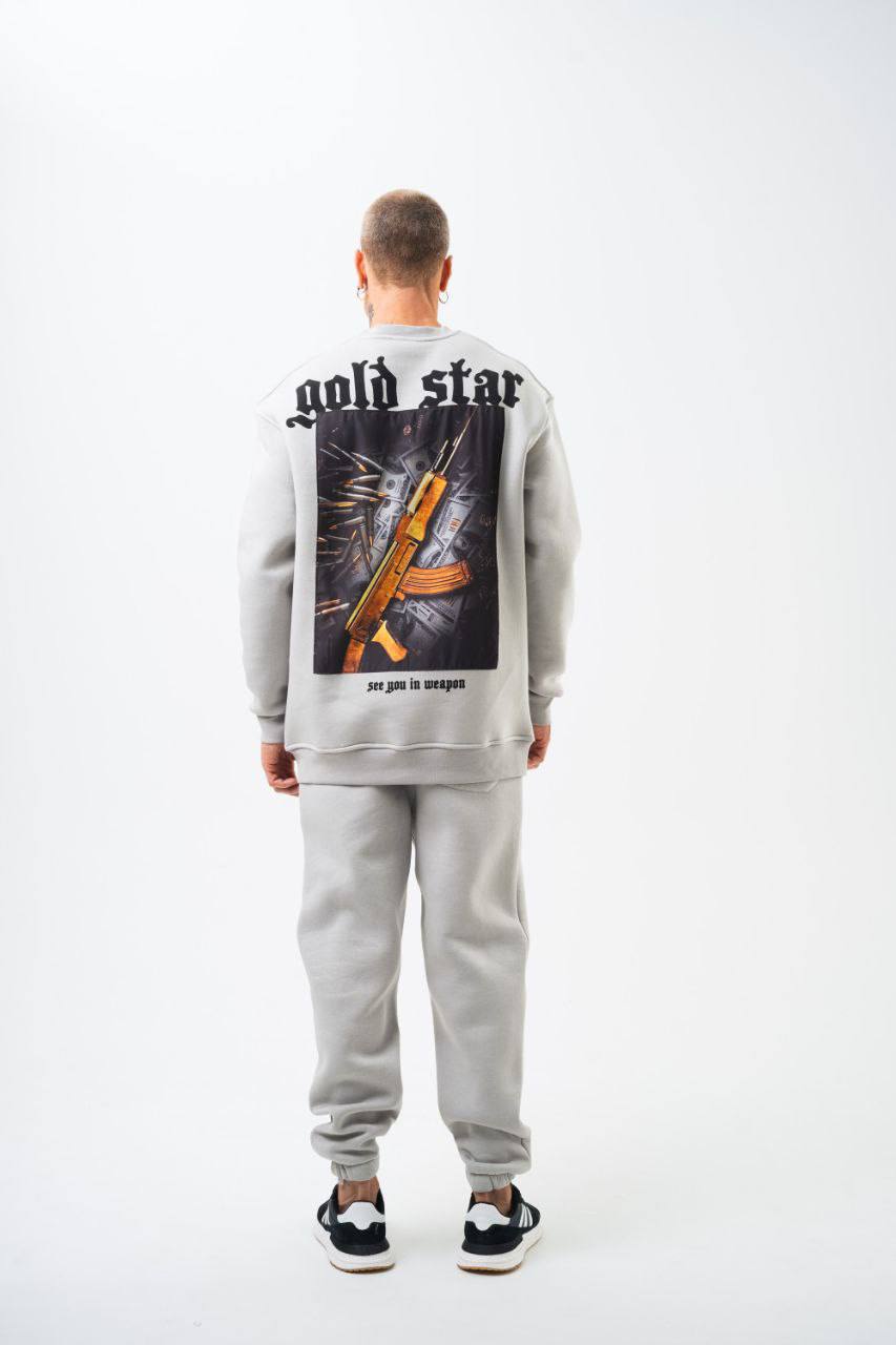 Gold Star' Urban Streetwear Sweatshirt: Weapon & Money Graphic