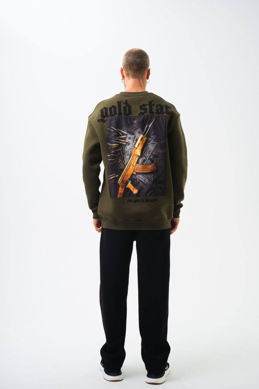 Gold Star' Urban Streetwear Sweatshirt: Weapon & Money Graphic