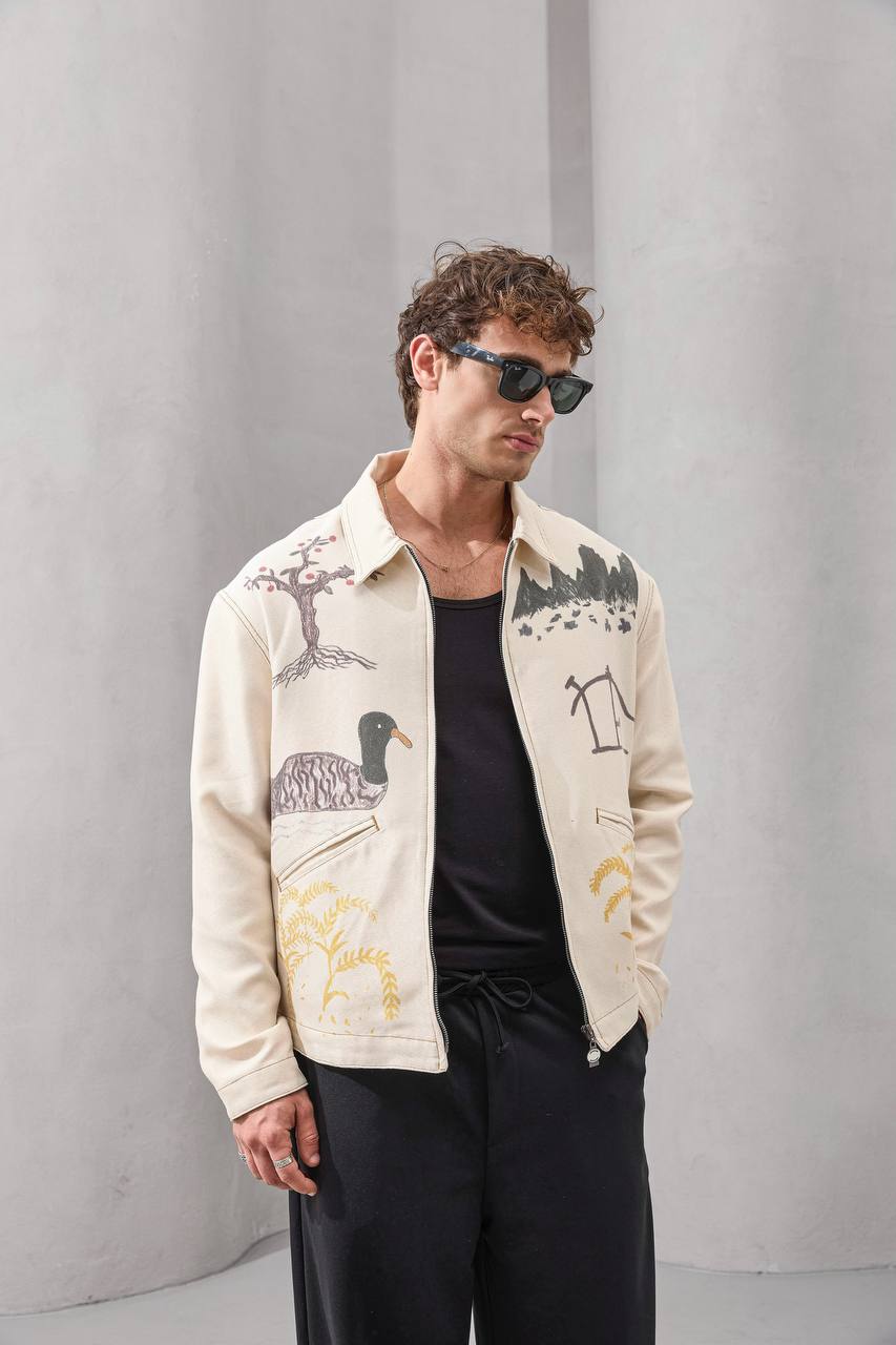 “Harvest Spirits” Illustrated Canvas Jacket