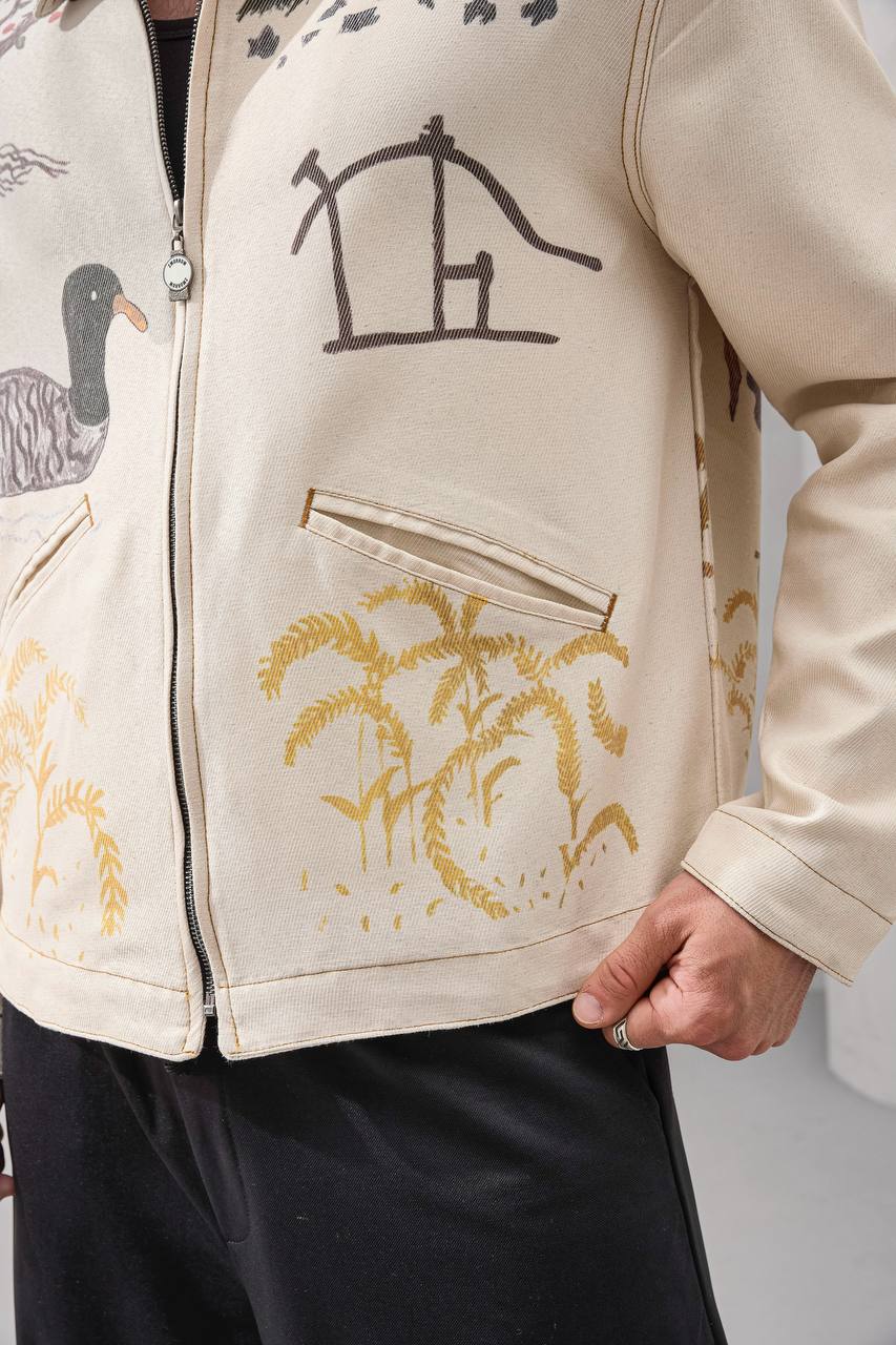 “Harvest Spirits” Illustrated Canvas Jacket