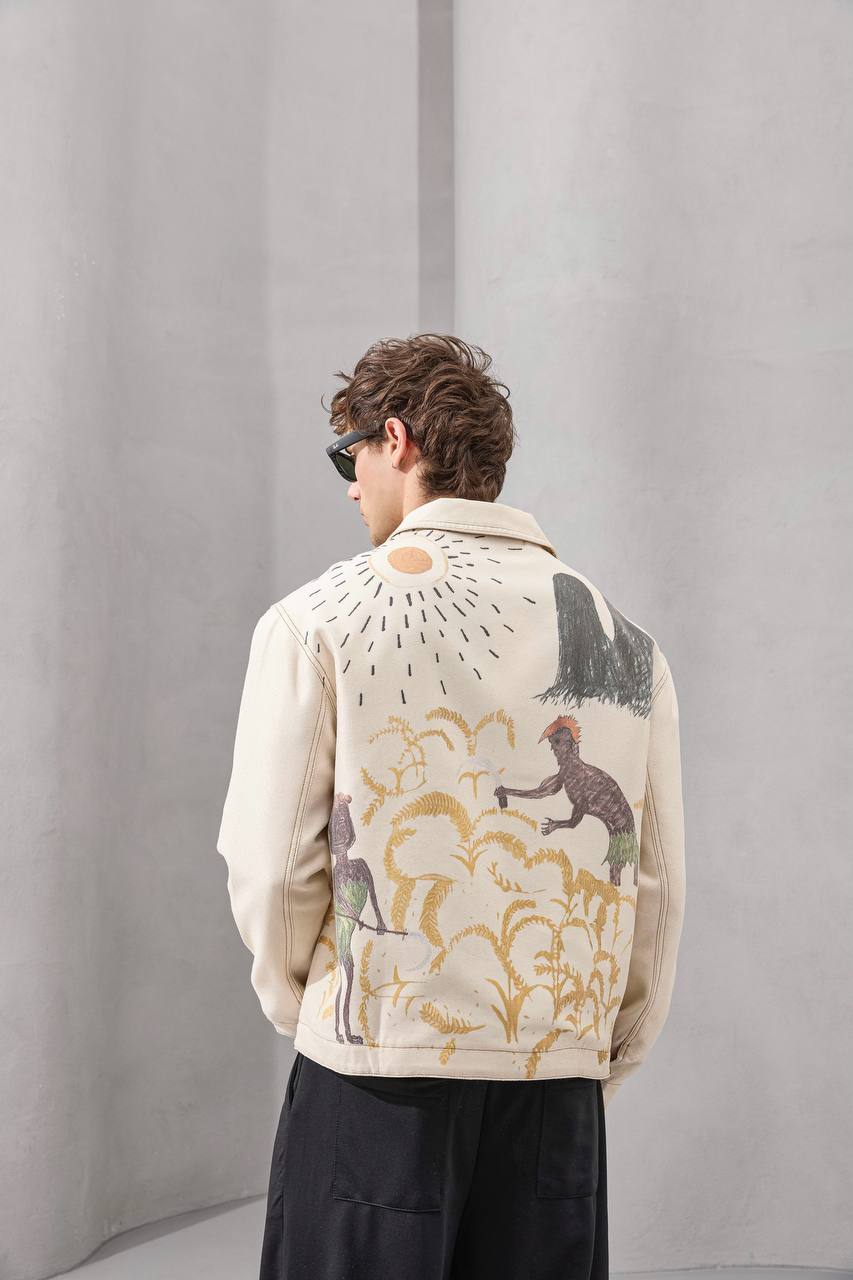“Harvest Spirits” Illustrated Canvas Jacket