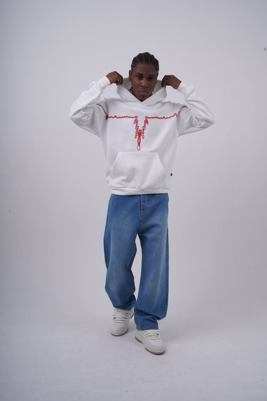 "Heartbeat" Embroidered Graphic Hoodie