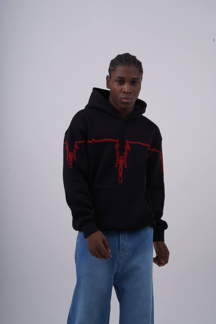 "Heartbeat" Embroidered Graphic Hoodie