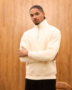 Heavyweight Oversize Quarter Zip Sweatshirt for Men - Minimalist Funnel Neck Fleece Pullover