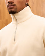 Heavyweight Oversize Quarter Zip Sweatshirt for Men - Minimalist Funnel Neck Fleece Pullover
