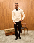 Heavyweight Oversize Quarter Zip Sweatshirt for Men - Minimalist Funnel Neck Fleece Pullover