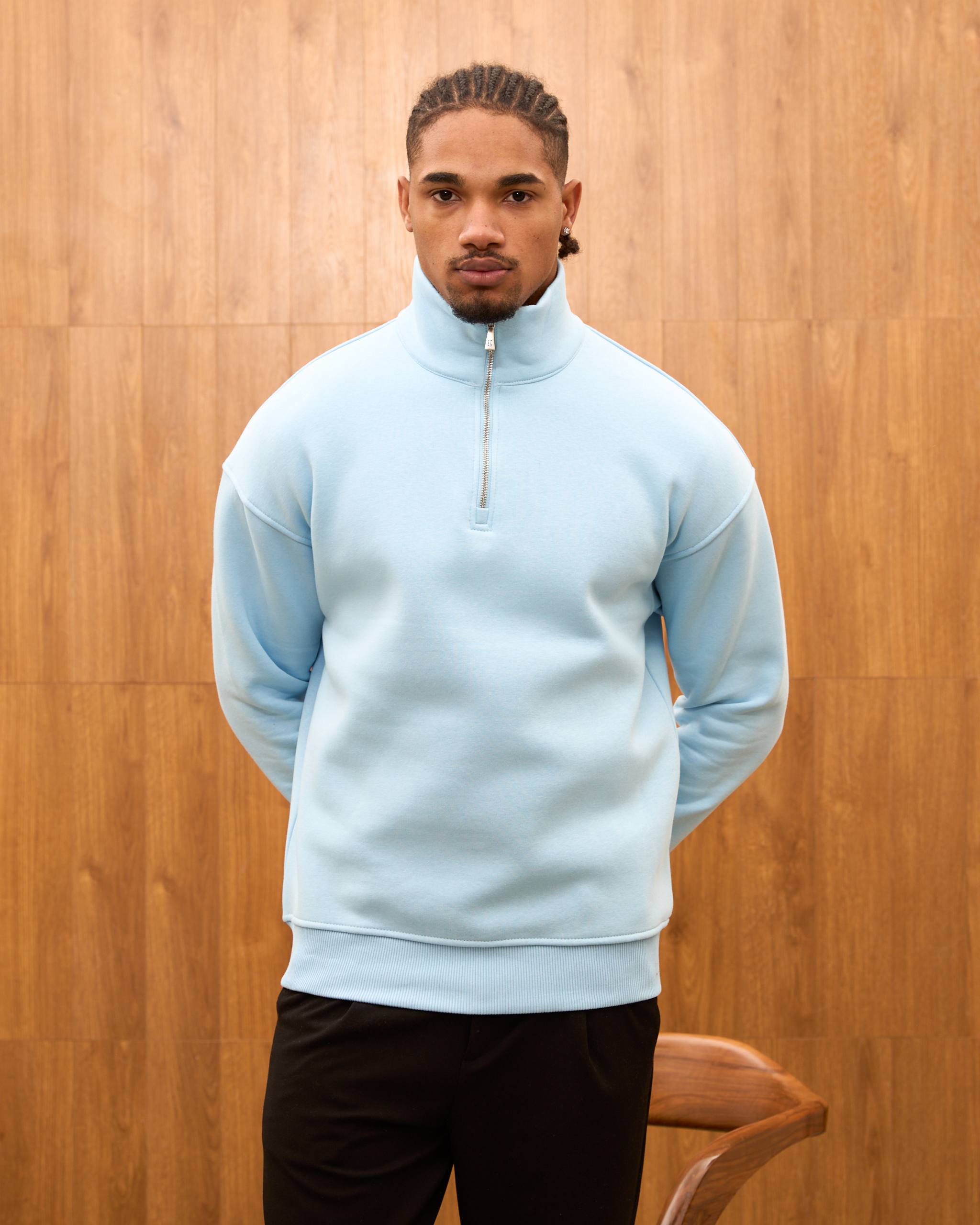 Heavyweight Oversize Quarter Zip Sweatshirt for Men - Minimalist Funnel Neck Fleece Pullover