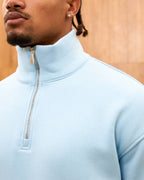 Heavyweight Oversize Quarter Zip Sweatshirt for Men - Minimalist Funnel Neck Fleece Pullover