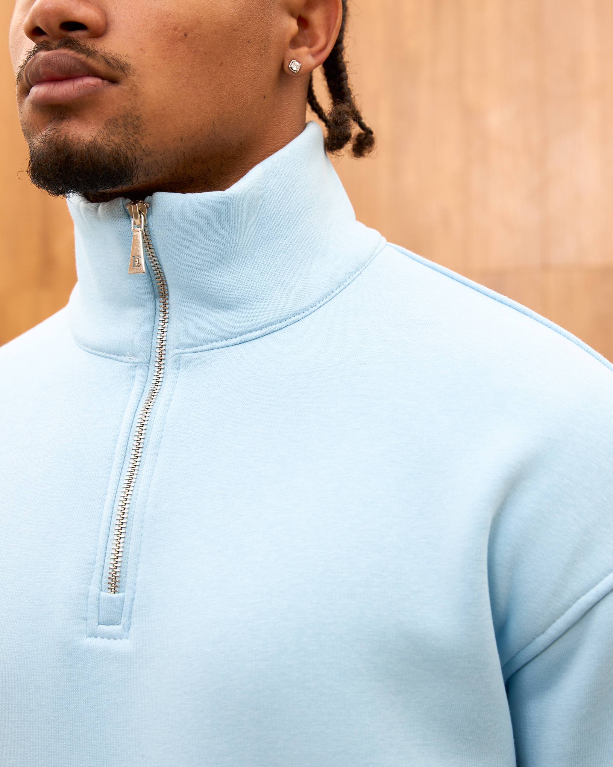 Heavyweight Oversize Quarter Zip Sweatshirt for Men - Minimalist Funnel Neck Fleece Pullover
