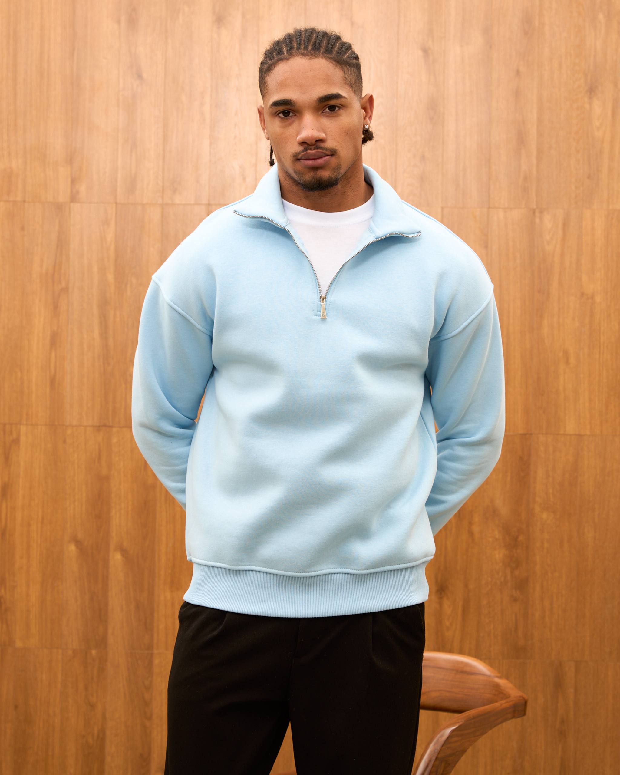 Heavyweight Oversize Quarter Zip Sweatshirt for Men - Minimalist Funnel Neck Fleece Pullover