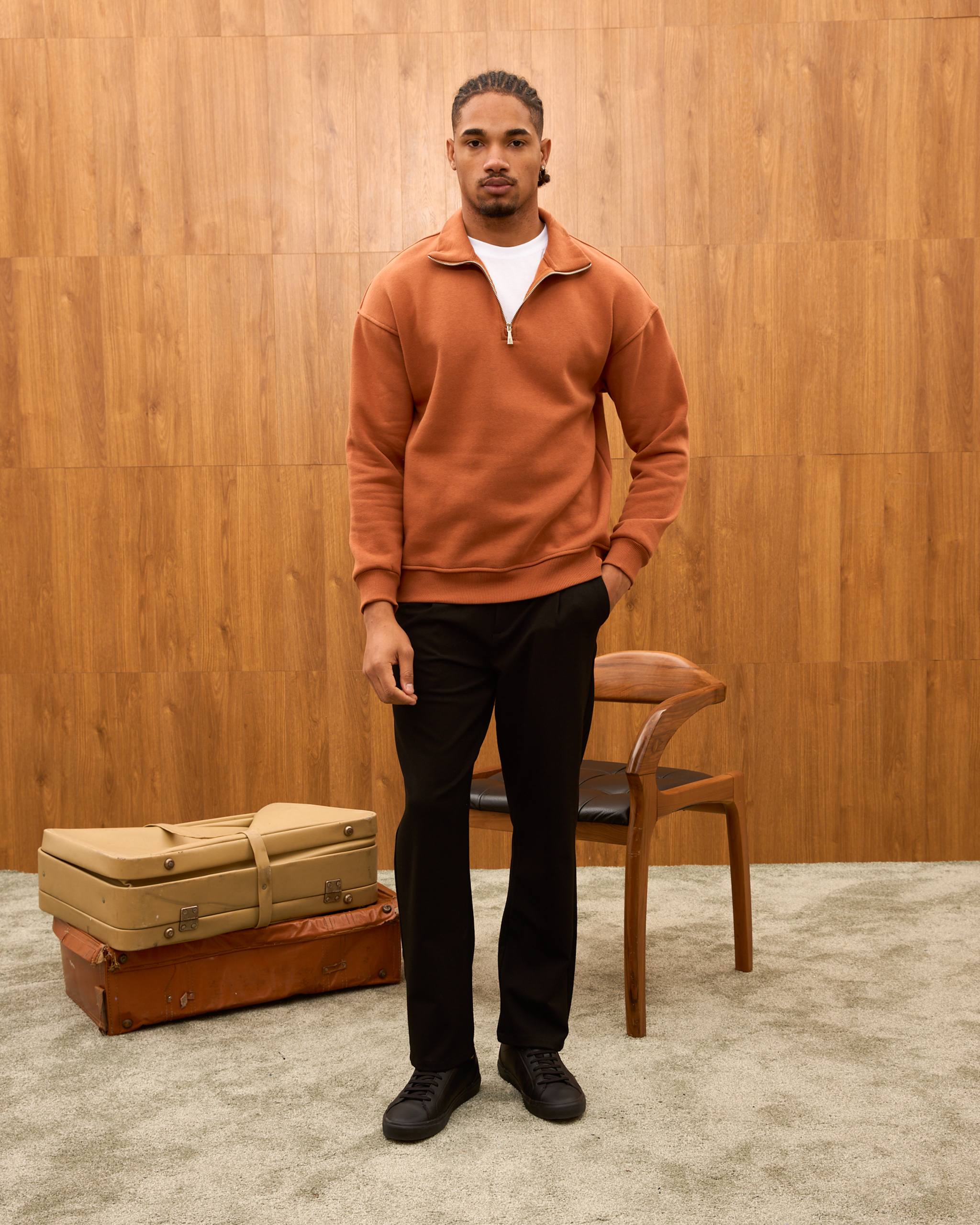 Heavyweight Oversize Quarter Zip Sweatshirt for Men - Minimalist Funnel Neck Fleece Pullover