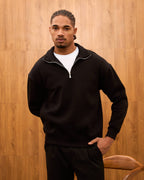 Heavyweight Oversize Quarter Zip Sweatshirt for Men - Minimalist Funnel Neck Fleece Pullover