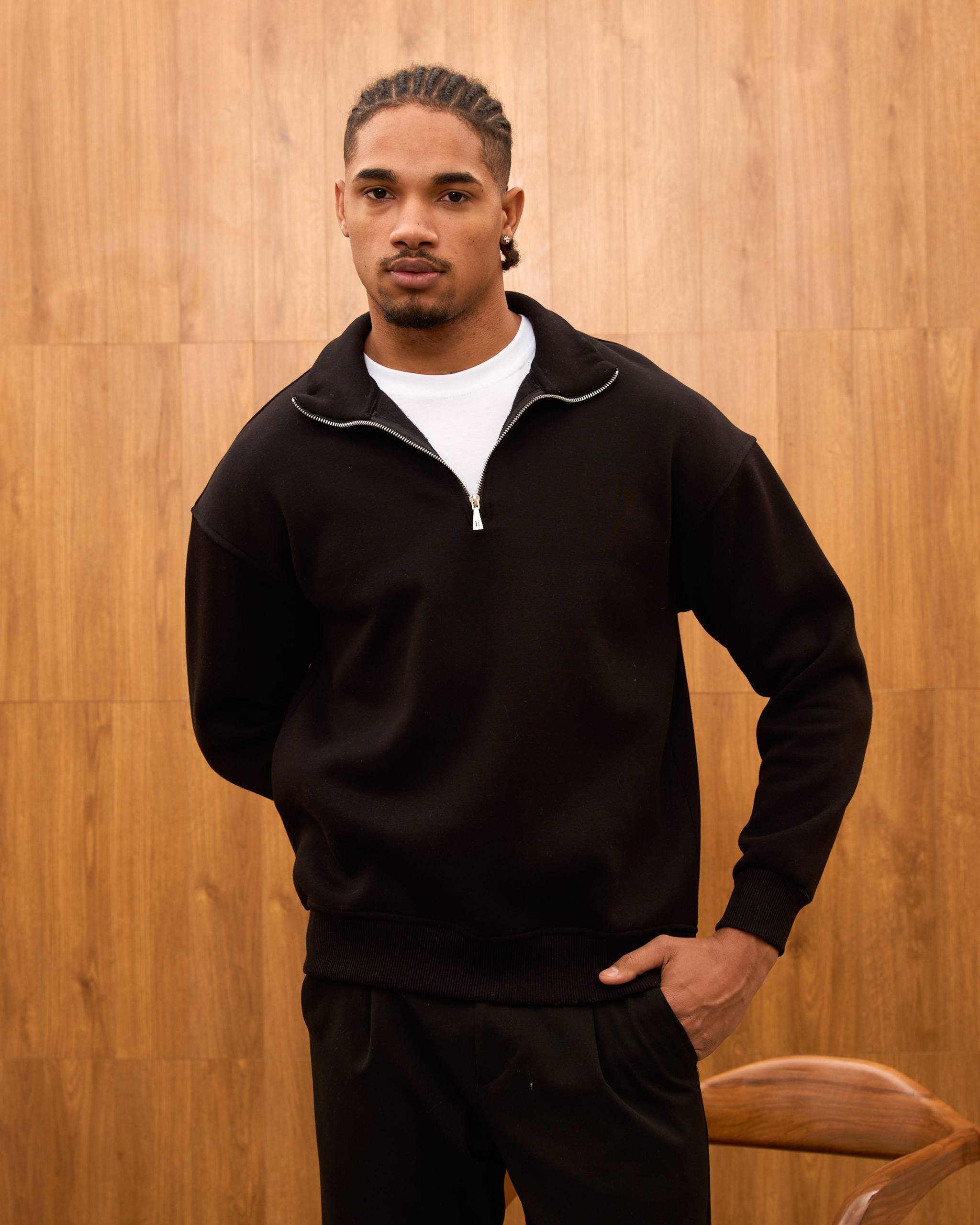 Heavyweight Oversize Quarter Zip Sweatshirt for Men - Minimalist Funnel Neck Fleece Pullover