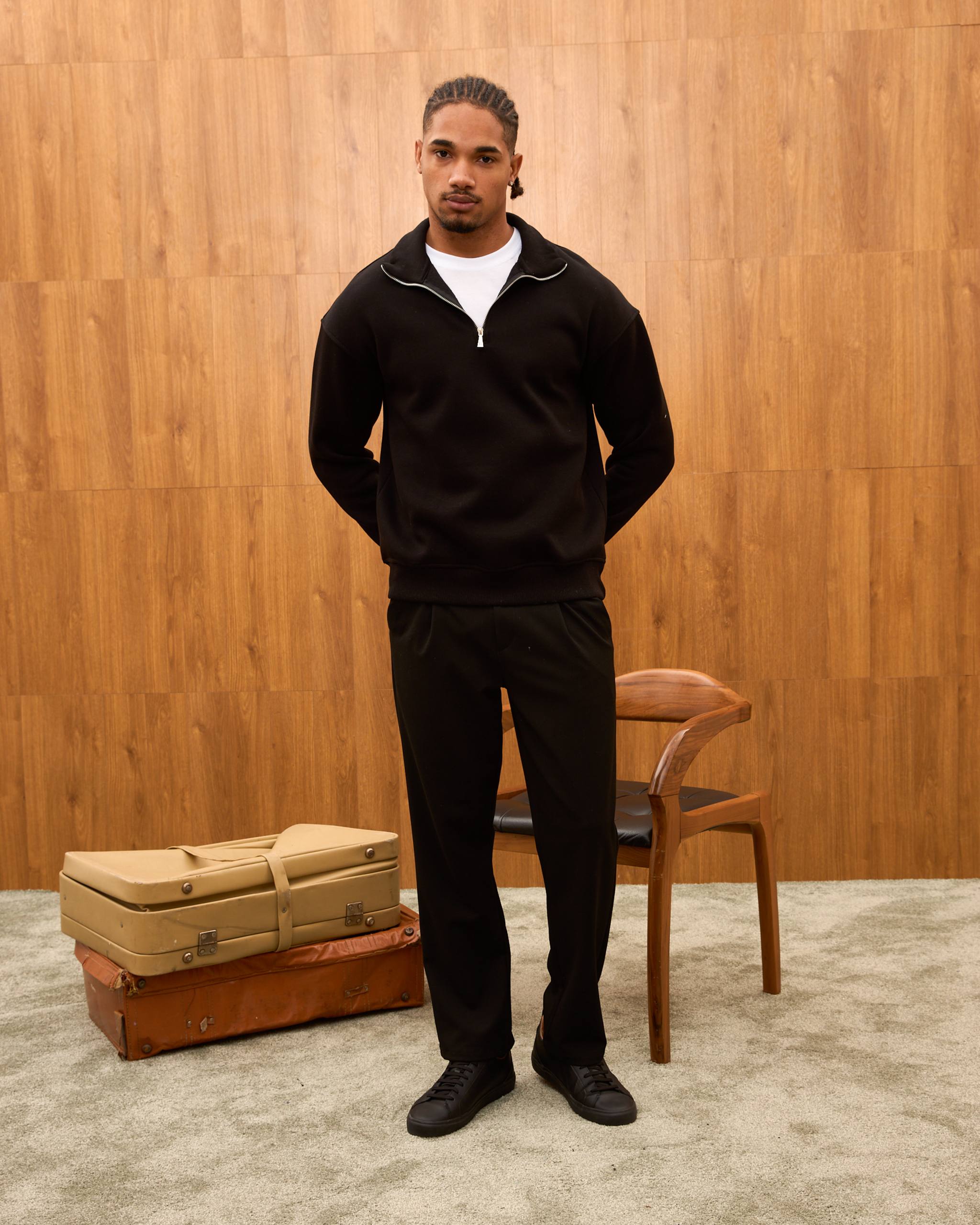 Heavyweight Oversize Quarter Zip Sweatshirt for Men - Minimalist Funnel Neck Fleece Pullover
