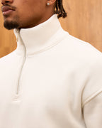 Heavyweight Oversize Quarter Zip Sweatshirt for Men - Minimalist Funnel Neck Fleece Pullover