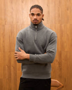 Heavyweight Oversize Quarter Zip Sweatshirt for Men - Minimalist Funnel Neck Fleece Pullover