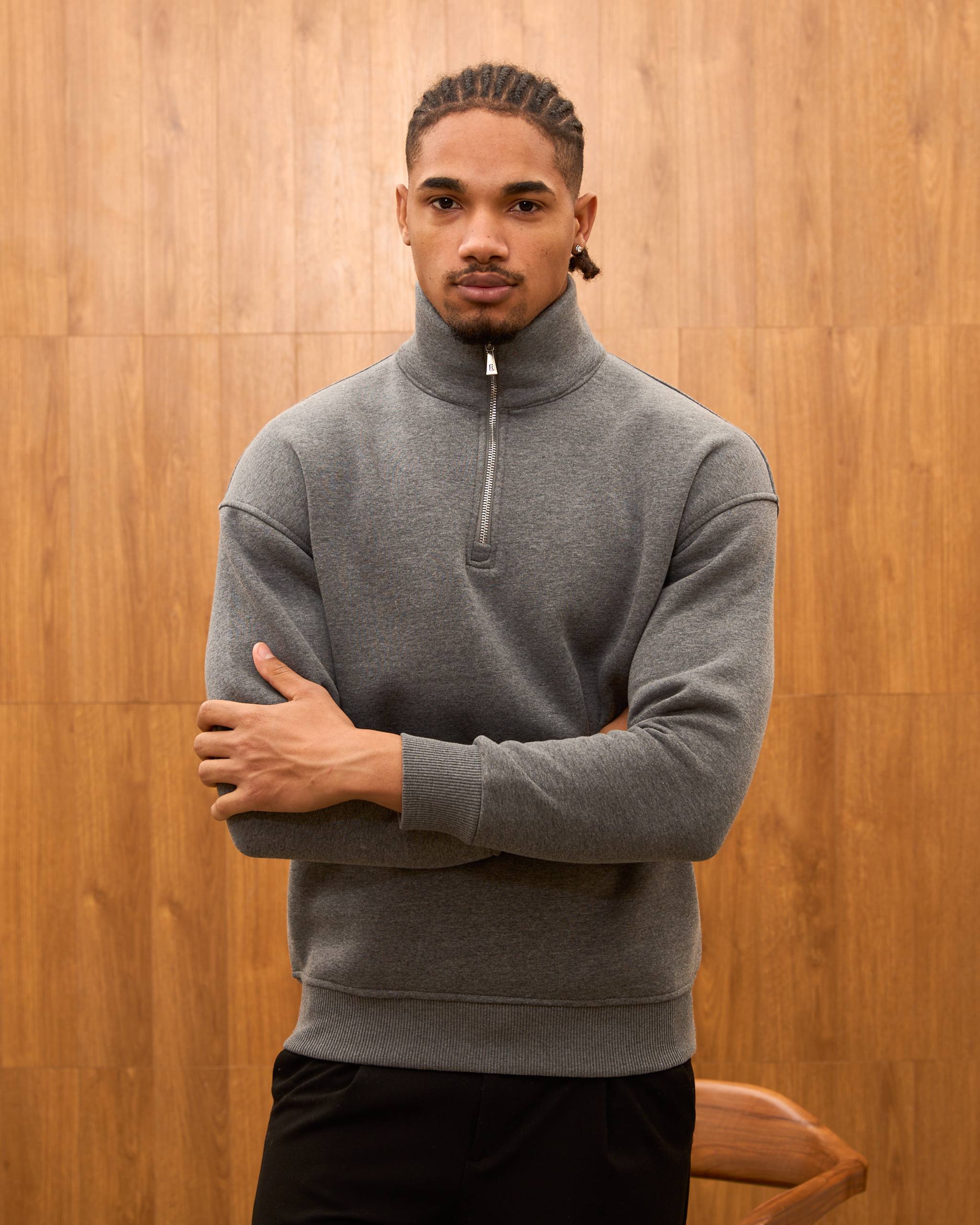 Heavyweight Oversize Quarter Zip Sweatshirt for Men - Minimalist Funnel Neck Fleece Pullover